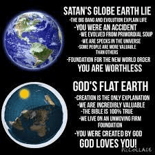 flat-earth Christian post accusing spherical earth of being a deception from Satan