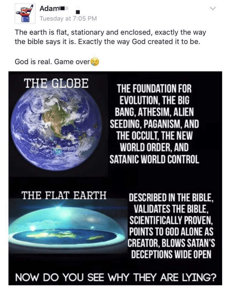 flat-earth meme declaring that God made the earth flat