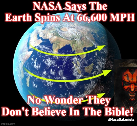 flat-earth meme accusing NASA of being in league with the Antichrist